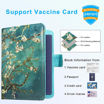 Unisex Faux Leather Passport and Vaccine Card Holder, Glitter Purple, RFID Blocking, Protects Valuable Information