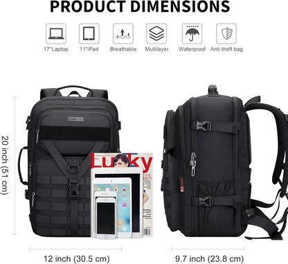 Travel Backpack for Men 45L Convertible Bag Fits 17" Laptop | Large Nylon Carry on Luggage Bag, 3 in 1 Laptop Backpack Airline Approved, For Weekend Getaway, Overnight Trip, B688 Green