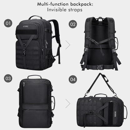 Travel Backpack for Men 45L Convertible Bag Fits 17" Laptop | Large Nylon Carry on Luggage Bag, 3 in 1 Laptop Backpack Airline Approved, For Weekend Getaway, Overnight Trip, B688 Green