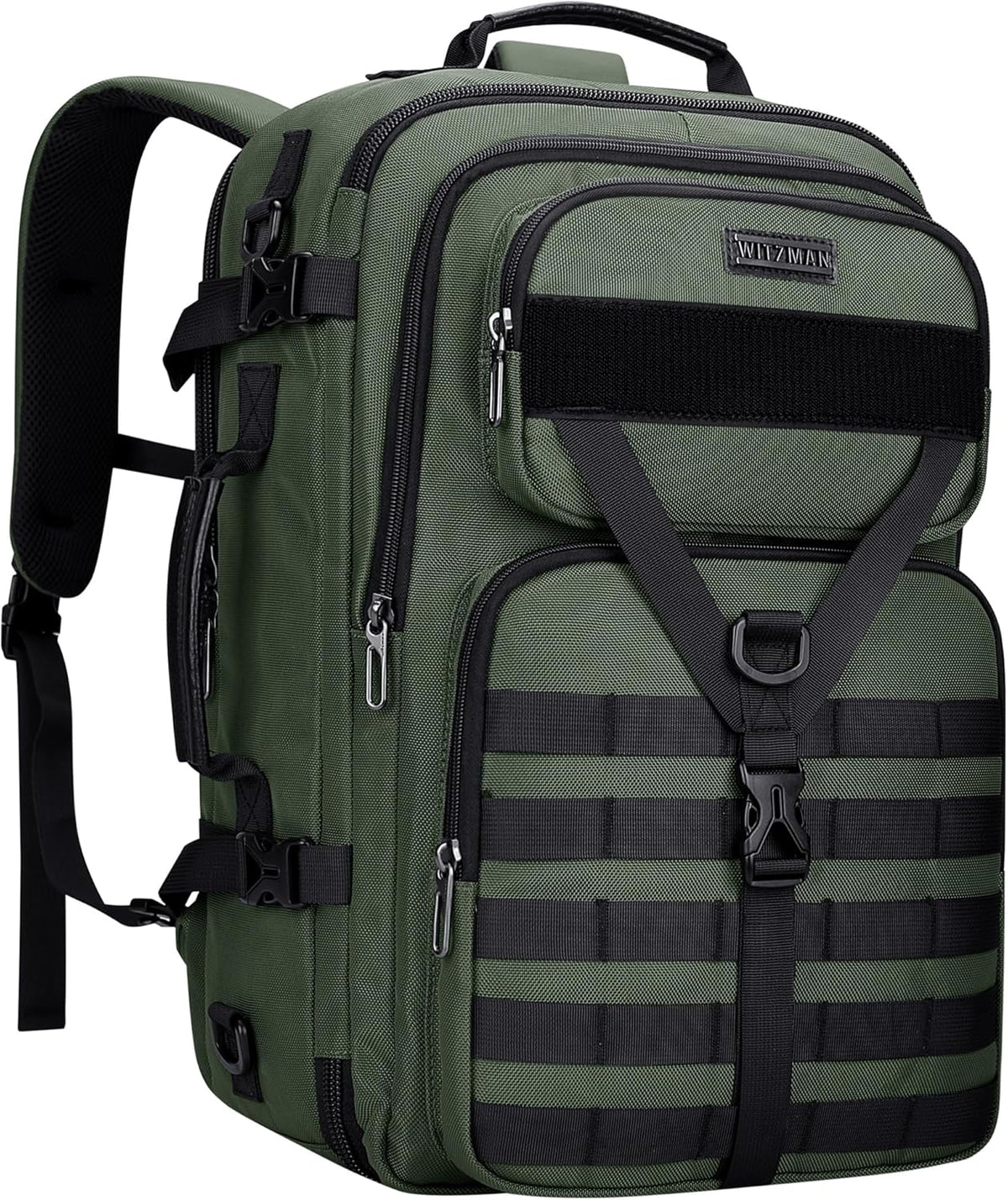 Travel Backpack for Men 45L Convertible Bag Fits 17" Laptop | Large Nylon Carry on Luggage Bag, 3 in 1 Laptop Backpack Airline Approved, For Weekend Getaway, Overnight Trip, B688 Green