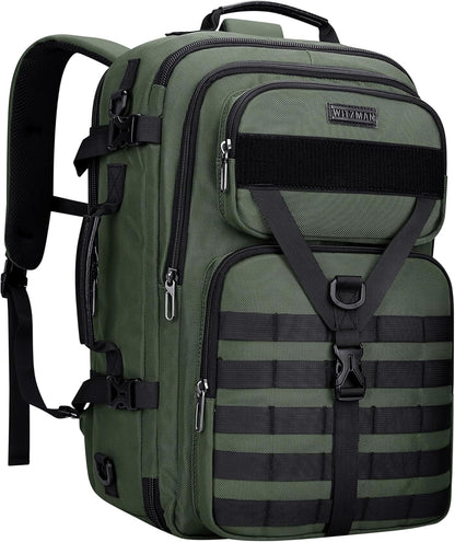 Travel Backpack for Men 45L Convertible Bag Fits 17" Laptop | Large Nylon Carry on Luggage Bag, 3 in 1 Laptop Backpack Airline Approved, For Weekend Getaway, Overnight Trip, B688 Green