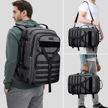 Travel Backpack for Men 45L Convertible Bag Fits 17" Laptop | Large Nylon Carry on Luggage Bag, 3 in 1 Laptop Backpack Airline Approved, For Weekend Getaway, Overnight Trip, B688 Green