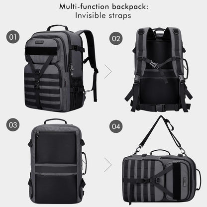 Travel Backpack for Men 45L Convertible Bag Fits 17" Laptop | Large Nylon Carry on Luggage Bag, 3 in 1 Laptop Backpack Airline Approved, For Weekend Getaway, Overnight Trip, B688 Green