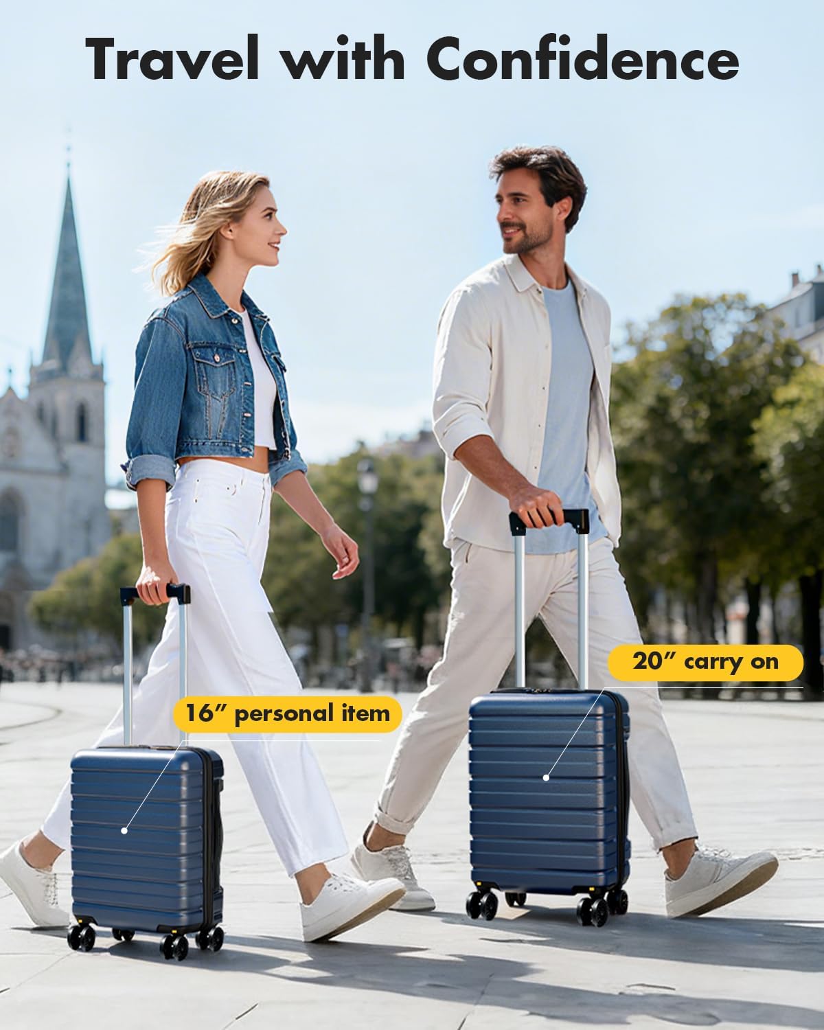 16 Inch Underseat Carry On Luggage Airline Approved, Hard Shell Suitcase with TSA Lock, Lightweight Spinner Wheels Durable ABS Compact Carry-On for Travel Weekend Trips Men Women, Blue