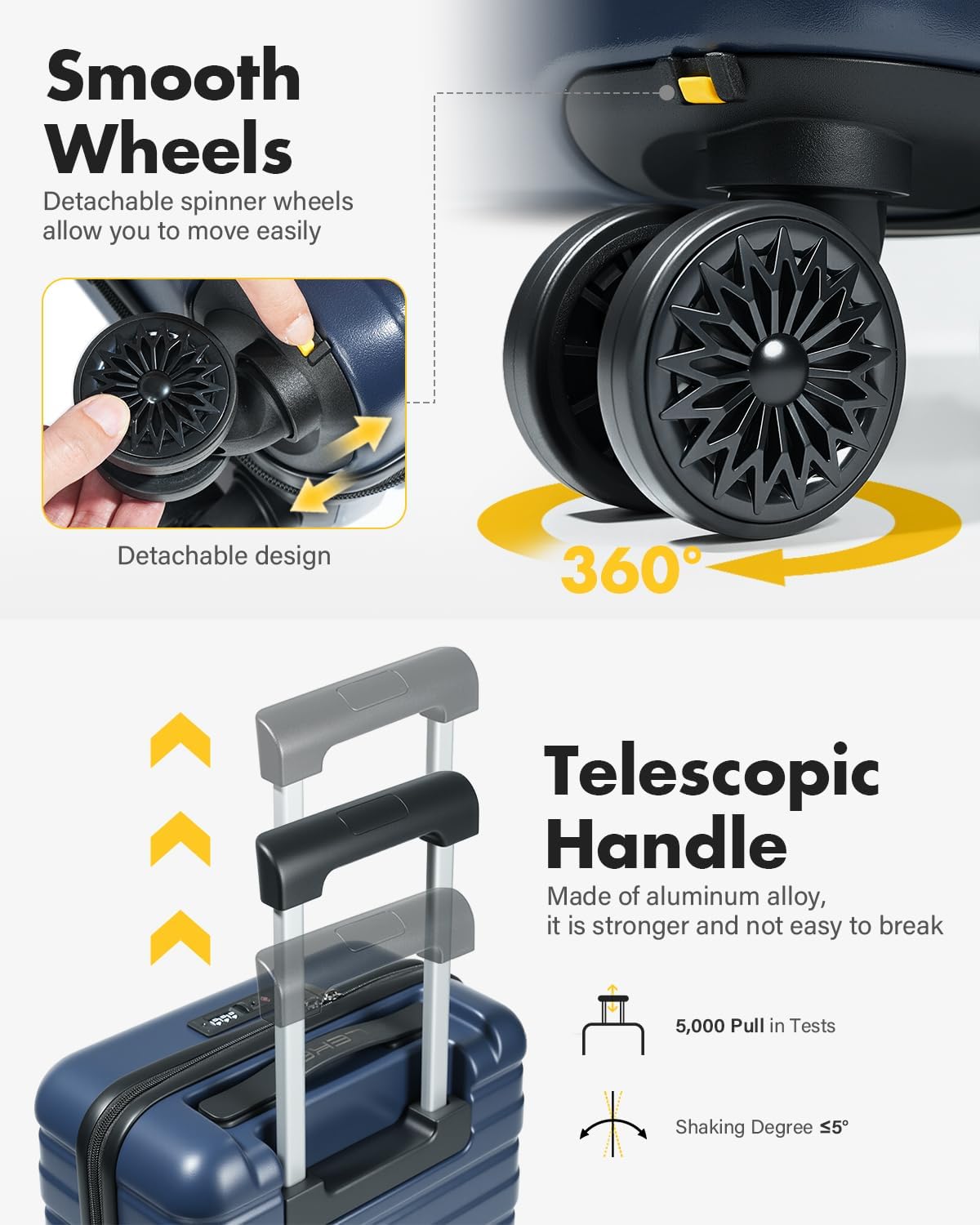 16 Inch Underseat Carry On Luggage Airline Approved, Hard Shell Suitcase with TSA Lock, Lightweight Spinner Wheels Durable ABS Compact Carry-On for Travel Weekend Trips Men Women, Blue