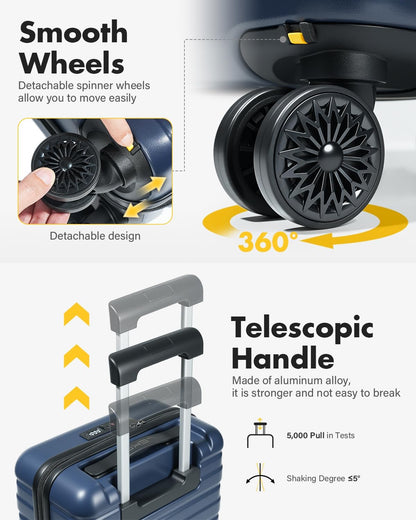 16 Inch Underseat Carry On Luggage Airline Approved, Hard Shell Suitcase with TSA Lock, Lightweight Spinner Wheels Durable ABS Compact Carry-On for Travel Weekend Trips Men Women, Blue