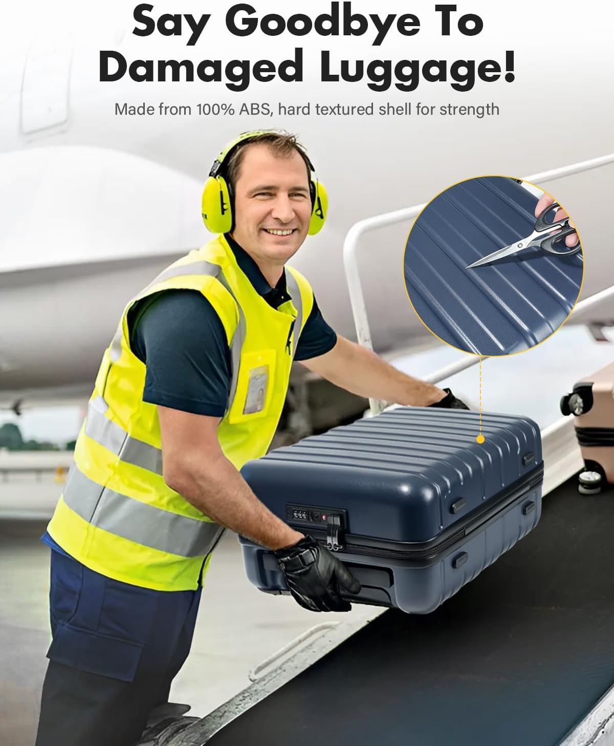 16 Inch Underseat Carry On Luggage Airline Approved, Hard Shell Suitcase with TSA Lock, Lightweight Spinner Wheels Durable ABS Compact Carry-On for Travel Weekend Trips Men Women, Blue