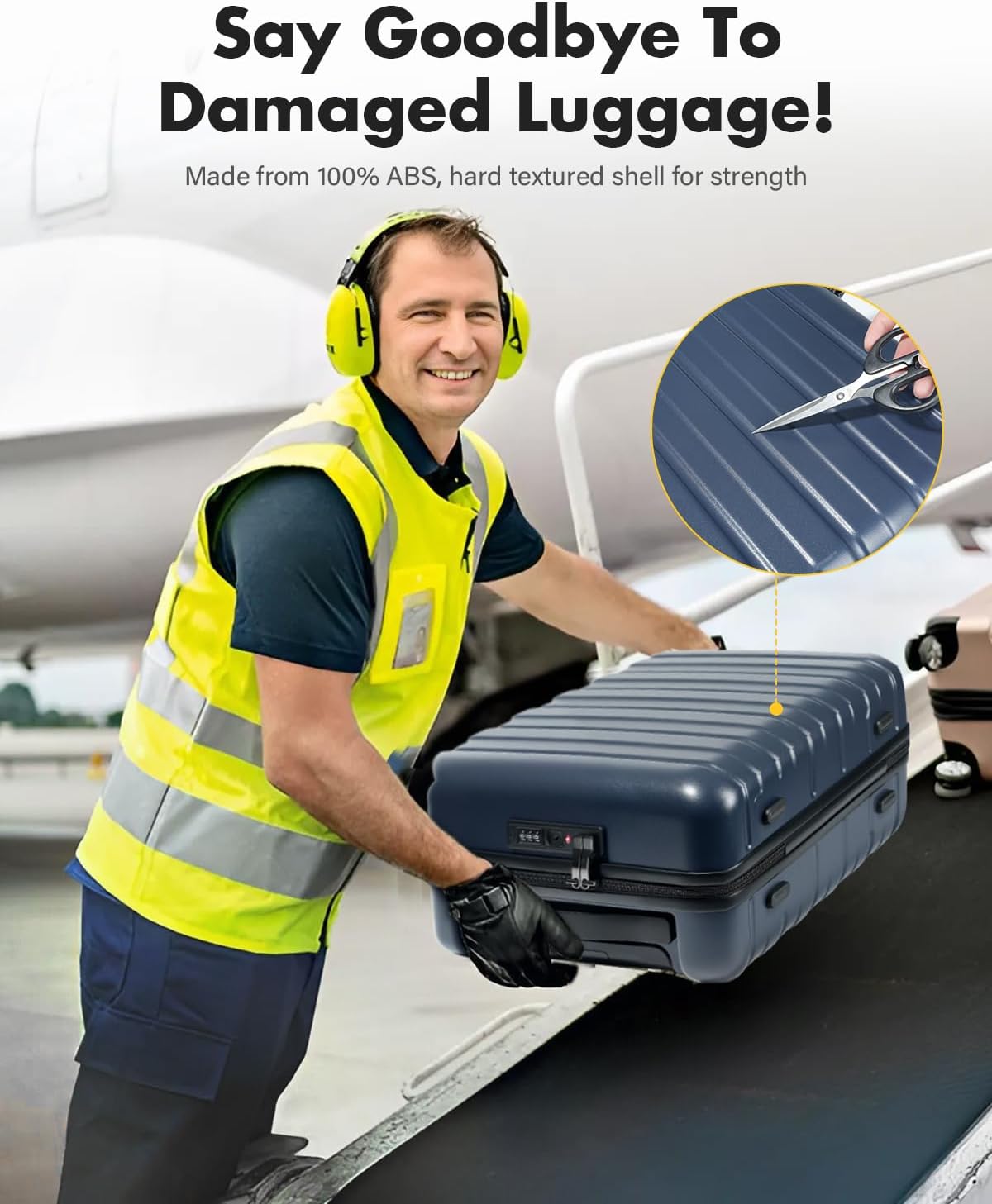 16 Inch Underseat Carry On Luggage Airline Approved, Hard Shell Suitcase with TSA Lock, Lightweight Spinner Wheels Durable ABS Compact Carry-On for Travel Weekend Trips Men Women, Blue