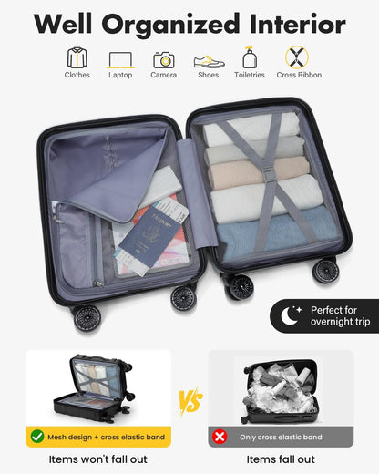 16 Inch Underseat Carry On Luggage Airline Approved, Hard Shell Suitcase with TSA Lock, Lightweight Spinner Wheels Durable ABS Compact Carry-On for Travel Weekend Trips Men Women, Blue