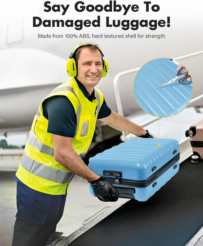 16 Inch Underseat Carry On Luggage Airline Approved, Hard Shell Suitcase with TSA Lock, Lightweight Spinner Wheels Durable ABS Compact Carry-On for Travel Weekend Trips Men Women, Blue