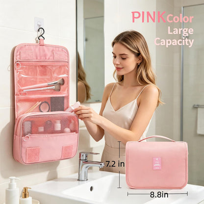 8 Pcs Travel Packing Cubes Set, Luggage Organizer Bags with Hanging Toiletry Bag, Shoe Bag & Drawstring Pouch, Lightweight Suitcase Storage Organizers for Clothes, Cosmetics .(Bright Blue, Medium)