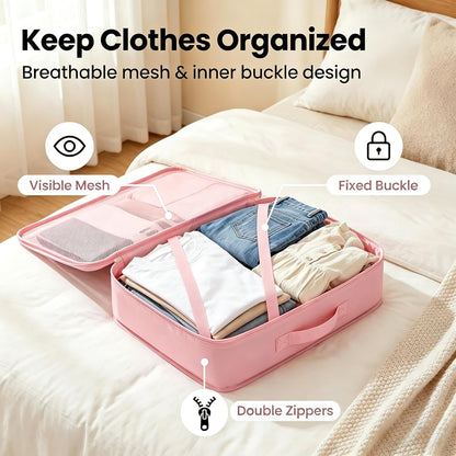 8 Pcs Travel Packing Cubes Set, Luggage Organizer Bags with Hanging Toiletry Bag, Shoe Bag & Drawstring Pouch, Lightweight Suitcase Storage Organizers for Clothes, Cosmetics .(Bright Blue, Medium)