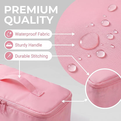 8 Pcs Travel Packing Cubes Set, Luggage Organizer Bags with Hanging Toiletry Bag, Shoe Bag & Drawstring Pouch, Lightweight Suitcase Storage Organizers for Clothes, Cosmetics .(Bright Blue, Medium)