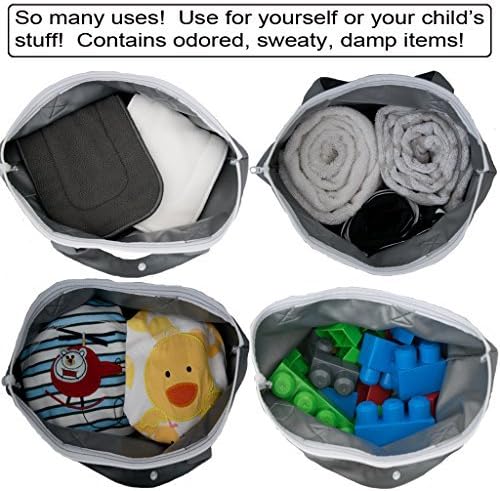 Wet Bags for Baby | Travel | Cloth Diapers | Swimsuits and Towel | Wet Dry Bag for Breast Pump Parts, Gym, Yoga | Water & Odor Resistant (Blue&Gray)