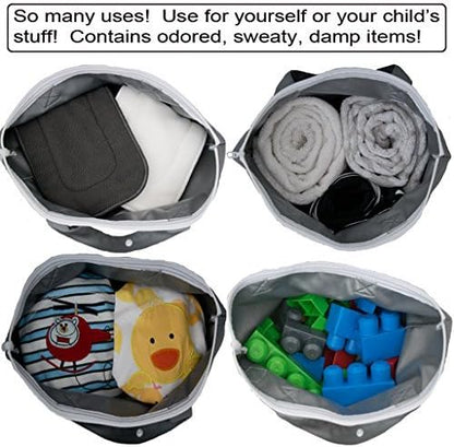 Wet Bags for Baby | Travel | Cloth Diapers | Swimsuits and Towel | Wet Dry Bag for Breast Pump Parts, Gym, Yoga | Water & Odor Resistant (Blue&Gray)