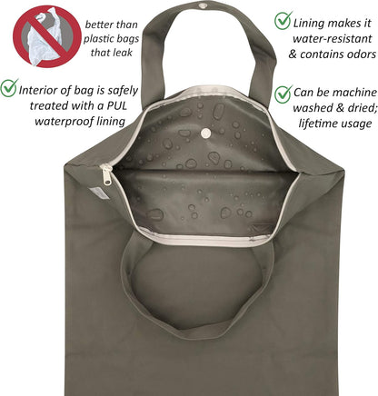 Wet Bags for Baby | Travel | Cloth Diapers | Swimsuits and Towel | Wet Dry Bag for Breast Pump Parts, Gym, Yoga | Water & Odor Resistant (Blue&Gray)