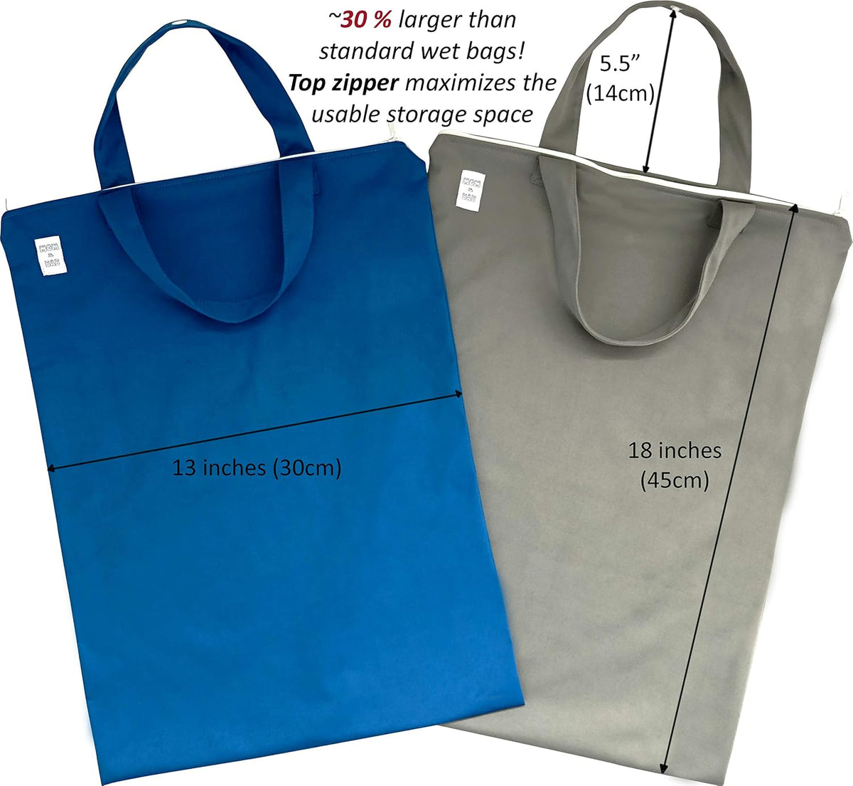 Wet Bags for Baby | Travel | Cloth Diapers | Swimsuits and Towel | Wet Dry Bag for Breast Pump Parts, Gym, Yoga | Water & Odor Resistant (Blue&Gray)