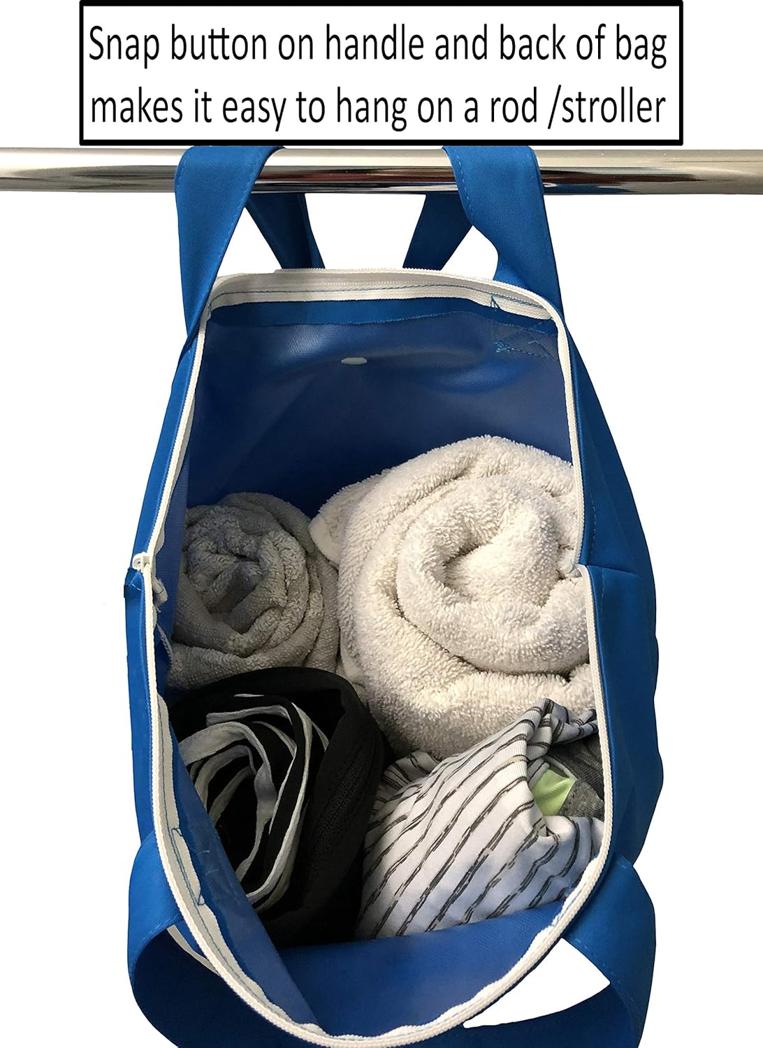 Wet Bags for Baby | Travel | Cloth Diapers | Swimsuits and Towel | Wet Dry Bag for Breast Pump Parts, Gym, Yoga | Water & Odor Resistant (Blue&Gray)