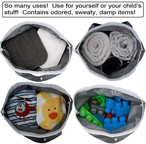 Wet Bags for Baby | Travel | Cloth Diapers | Swimsuits and Towel | Wet Dry Bag for Breast Pump Parts, Gym, Yoga | Water & Odor Resistant (Blue&Gray)