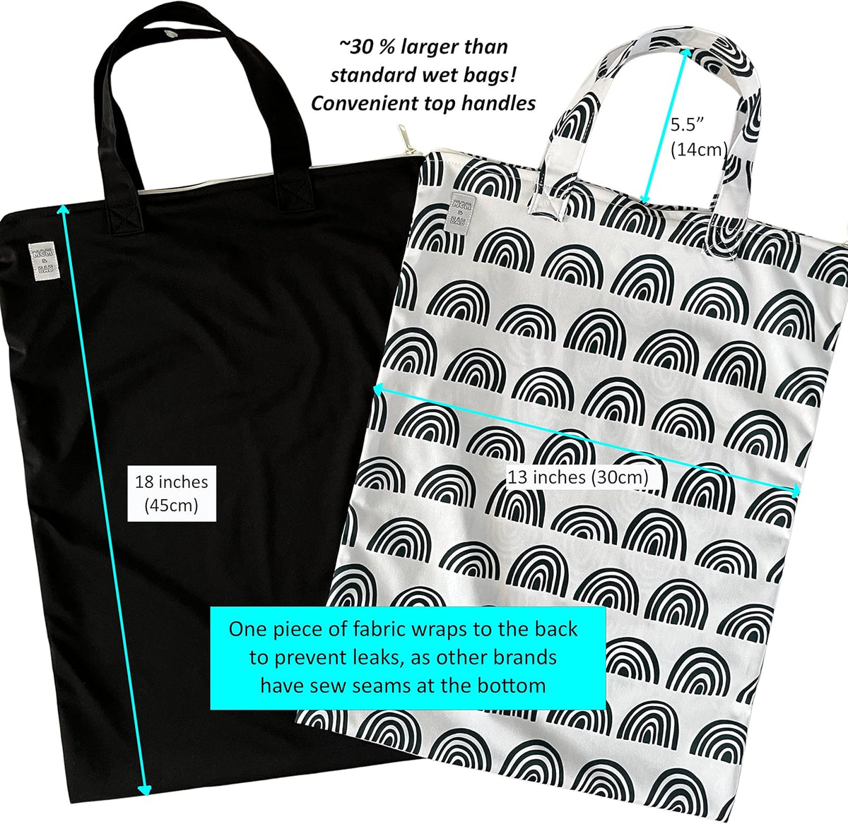 Wet Bags for Baby | Travel | Cloth Diapers | Swimsuits and Towel | Wet Dry Bag for Breast Pump Parts, Gym, Yoga | Water & Odor Resistant (Blue&Gray)