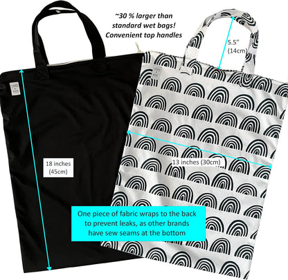 Wet Bags for Baby | Travel | Cloth Diapers | Swimsuits and Towel | Wet Dry Bag for Breast Pump Parts, Gym, Yoga | Water & Odor Resistant (Blue&Gray)