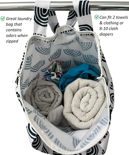 Wet Bags for Baby | Travel | Cloth Diapers | Swimsuits and Towel | Wet Dry Bag for Breast Pump Parts, Gym, Yoga | Water & Odor Resistant (Blue&Gray)