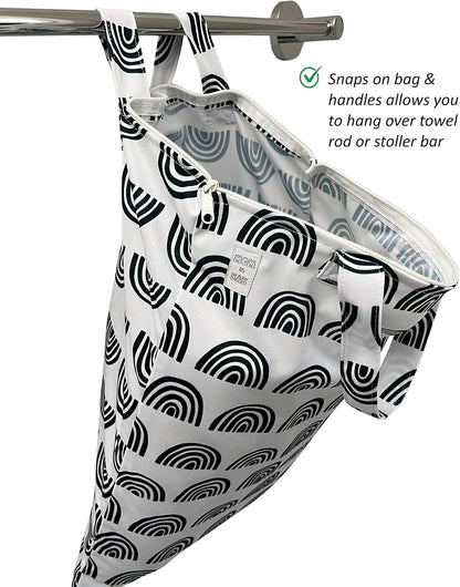 Wet Bags for Baby | Travel | Cloth Diapers | Swimsuits and Towel | Wet Dry Bag for Breast Pump Parts, Gym, Yoga | Water & Odor Resistant (Blue&Gray)