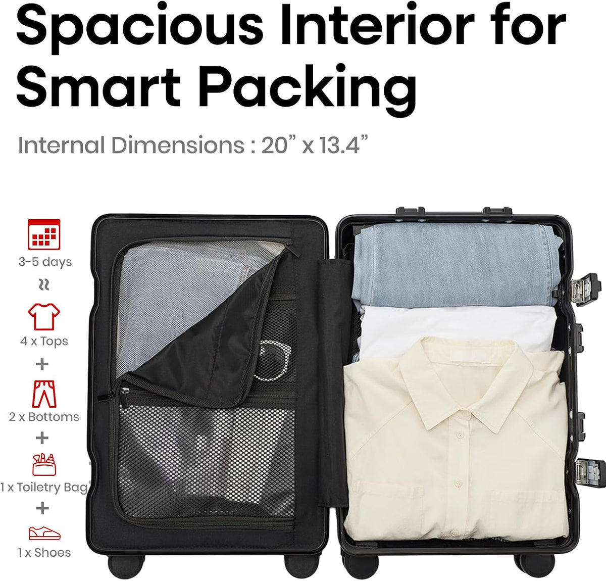 20 Inch Aluminium Frame Carry On 22x14x9 Airline Approved With compartment, Zipperless Hard Shell Travel Suitcase with TSA Approved Cup Holder USB Port Holder for Women Men,Grey