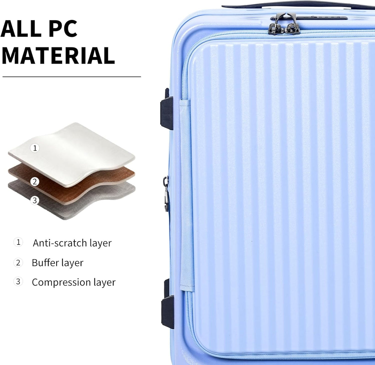 20 Inch Aluminium Frame Carry On 22x14x9 Airline Approved With compartment, Zipperless Hard Shell Travel Suitcase with TSA Approved Cup Holder USB Port Holder for Women Men,Grey