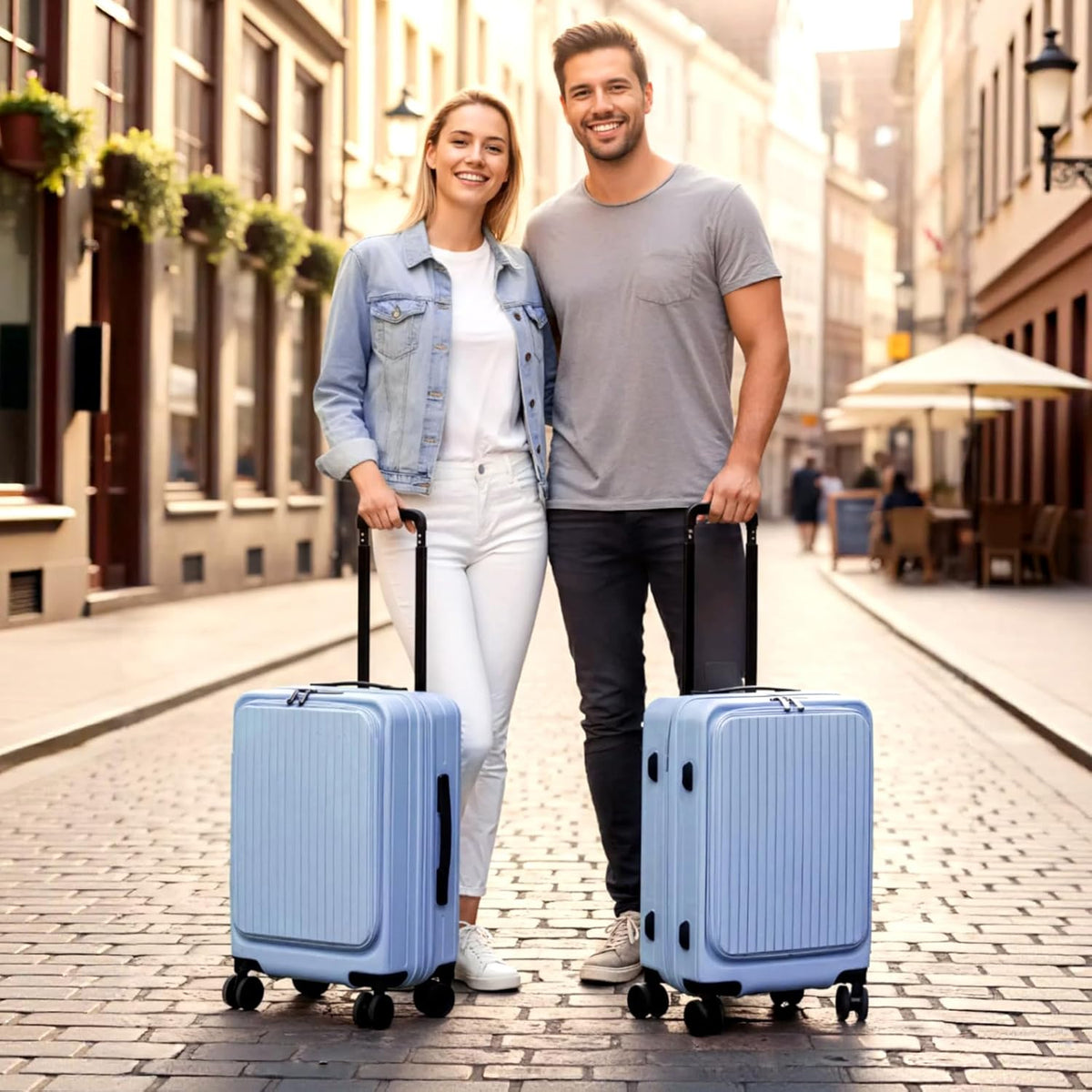 20 Inch Aluminium Frame Carry On 22x14x9 Airline Approved With compartment, Zipperless Hard Shell Travel Suitcase with TSA Approved Cup Holder USB Port Holder for Women Men,Grey