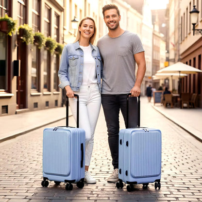 20 Inch Aluminium Frame Carry On 22x14x9 Airline Approved With compartment, Zipperless Hard Shell Travel Suitcase with TSA Approved Cup Holder USB Port Holder for Women Men,Grey