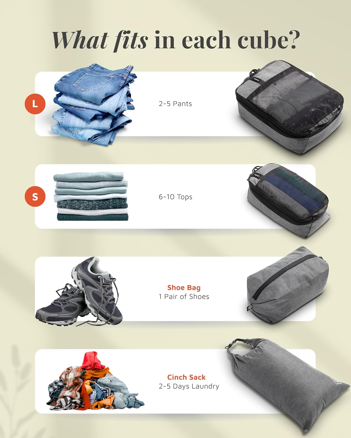 Compression Packing Cubes for Travel by TRIPPED – 6-Piece Premium Set with Laundry & Shoe Bag, Space Saving Travel Organizer Bags for Suitcase & Carry-On Luggage (Grey Mesh)