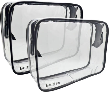 TSA Approved Clear Toiletry Bag 2-Pack, Quart Size Travel Cosmetic & Makeup Bags, Carry-On Airport Compliant