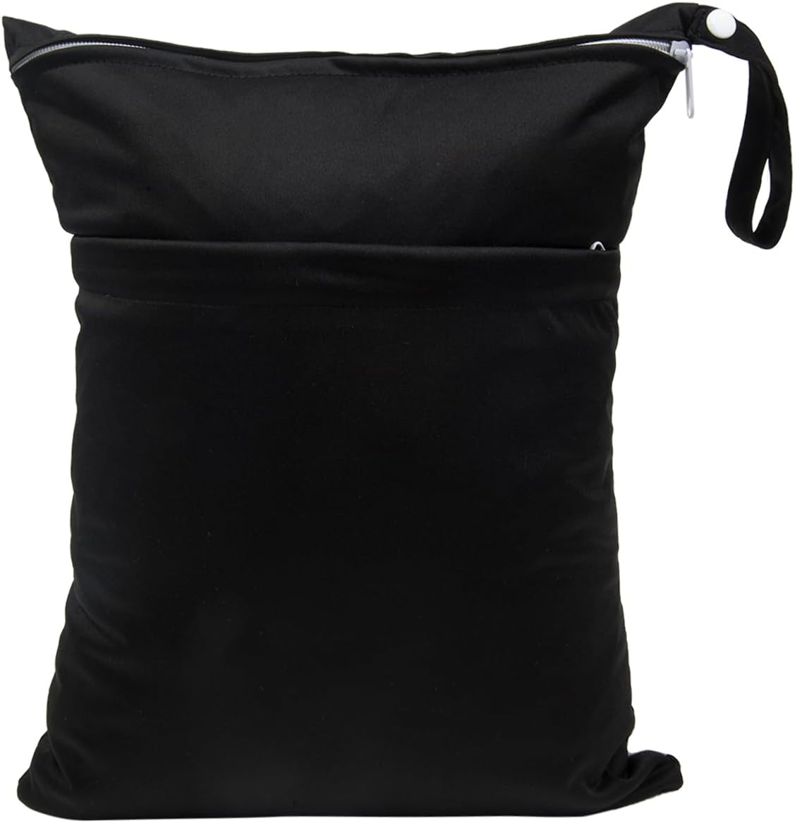 Wet Dry Bag for Baby Cloth Diapers, Waterproof Reusable with Two Zippered Pockets Travel Beach Pool Soiled Baby Items Yoga Gym Bag for Swimsuits or Wet Clothes (Navy Blue)