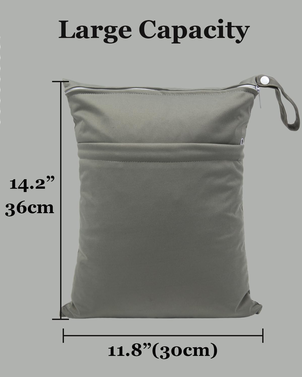 Wet Dry Bag for Baby Cloth Diapers, Waterproof Reusable with Two Zippered Pockets Travel Beach Pool Soiled Baby Items Yoga Gym Bag for Swimsuits or Wet Clothes (Navy Blue)