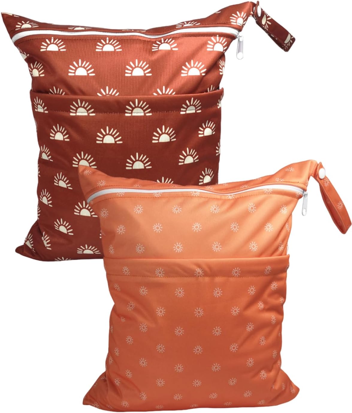 Wet Dry Bag for Baby Cloth Diapers, Waterproof Reusable with Two Zippered Pockets Travel Beach Pool Soiled Baby Items Yoga Gym Bag for Swimsuits or Wet Clothes (Navy Blue)
