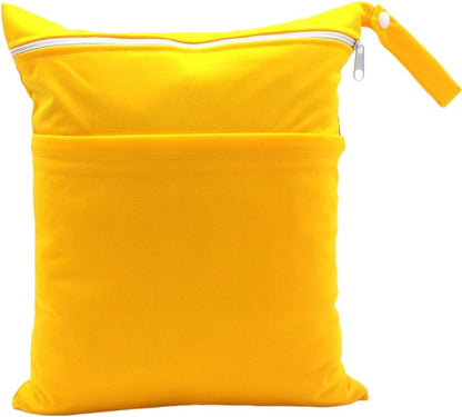 Wet Dry Bag for Baby Cloth Diapers, Waterproof Reusable with Two Zippered Pockets Travel Beach Pool Soiled Baby Items Yoga Gym Bag for Swimsuits or Wet Clothes (Navy Blue)