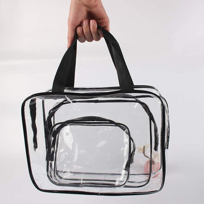 Set of 9 Clear Makeup Bags, TSA Approved Clear Toiletry Bag Set, Waterproof PVC with Zipper Handle Portable Travel Luggage Pouch