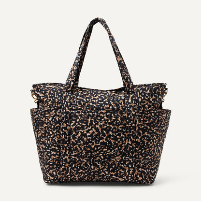 Women's Quilted Cotton Travel Tote Bag, Black, One Size