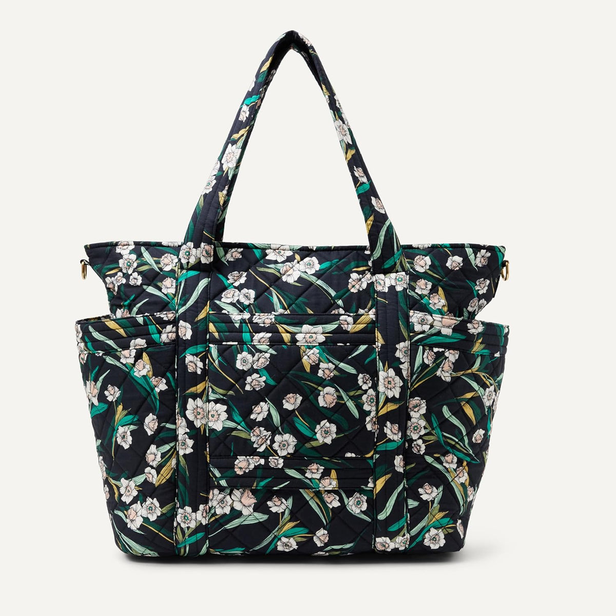 Women's Quilted Cotton Travel Tote Bag, Black, One Size