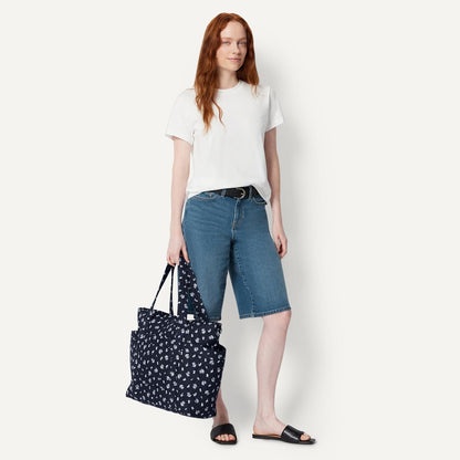 Women's Quilted Cotton Travel Tote Bag, Black, One Size