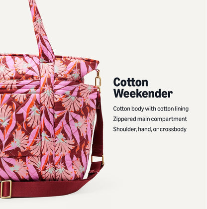 Women's Quilted Cotton Travel Tote Bag, Black, One Size