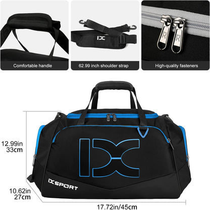 Sports Gym Bag， Travel Duffel Bag with Dry Wet Pocket And Shoe CompartmentFor Women and Men，40L/55L Fitness Waterproof Weekender Bag For Swim Sports Travel Working Out (Black white, 40L)