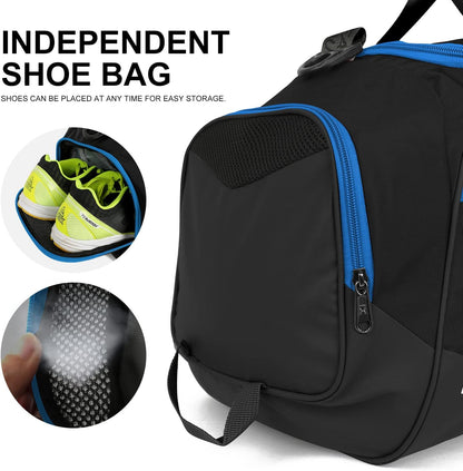 Sports Gym Bag， Travel Duffel Bag with Dry Wet Pocket And Shoe CompartmentFor Women and Men，40L/55L Fitness Waterproof Weekender Bag For Swim Sports Travel Working Out (Black white, 40L)