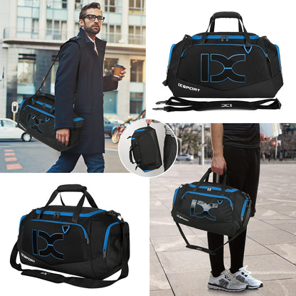 Sports Gym Bag， Travel Duffel Bag with Dry Wet Pocket And Shoe CompartmentFor Women and Men，40L/55L Fitness Waterproof Weekender Bag For Swim Sports Travel Working Out (Black white, 40L)