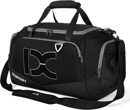 Sports Gym Bag， Travel Duffel Bag with Dry Wet Pocket And Shoe CompartmentFor Women and Men，40L/55L Fitness Waterproof Weekender Bag For Swim Sports Travel Working Out (Black white, 40L)