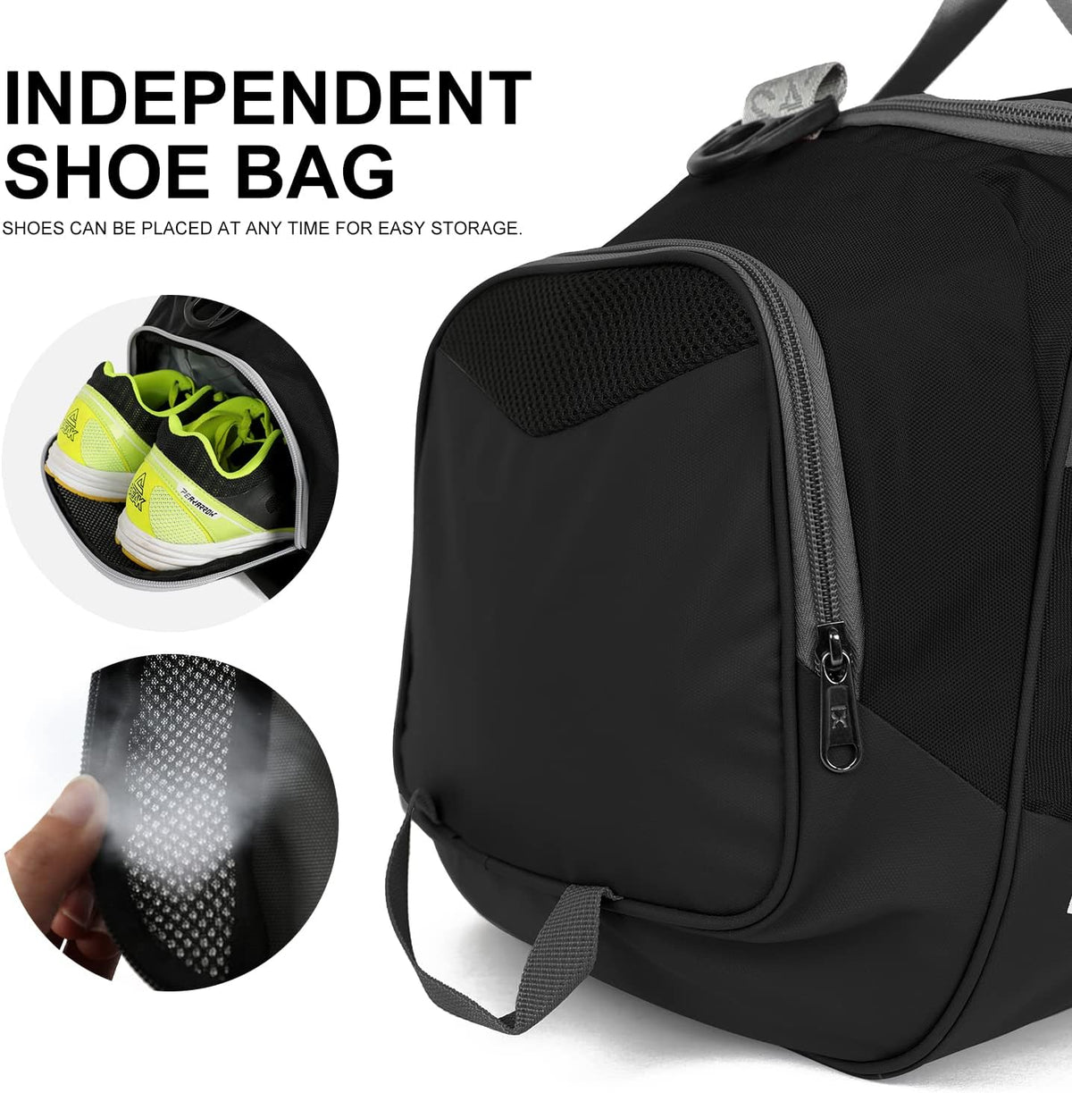 Sports Gym Bag， Travel Duffel Bag with Dry Wet Pocket And Shoe CompartmentFor Women and Men，40L/55L Fitness Waterproof Weekender Bag For Swim Sports Travel Working Out (Black white, 40L)