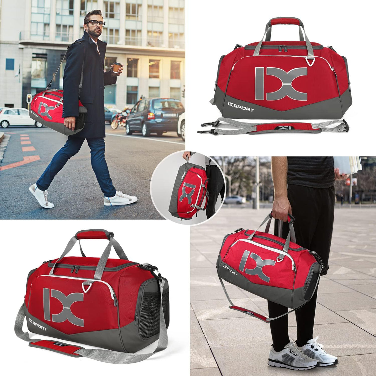 Sports Gym Bag， Travel Duffel Bag with Dry Wet Pocket And Shoe CompartmentFor Women and Men，40L/55L Fitness Waterproof Weekender Bag For Swim Sports Travel Working Out (Black white, 40L)