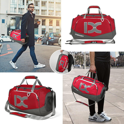 Sports Gym Bag， Travel Duffel Bag with Dry Wet Pocket And Shoe CompartmentFor Women and Men，40L/55L Fitness Waterproof Weekender Bag For Swim Sports Travel Working Out (Black white, 40L)