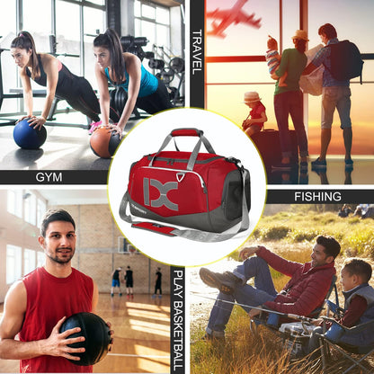 Sports Gym Bag， Travel Duffel Bag with Dry Wet Pocket And Shoe CompartmentFor Women and Men，40L/55L Fitness Waterproof Weekender Bag For Swim Sports Travel Working Out (Black white, 40L)